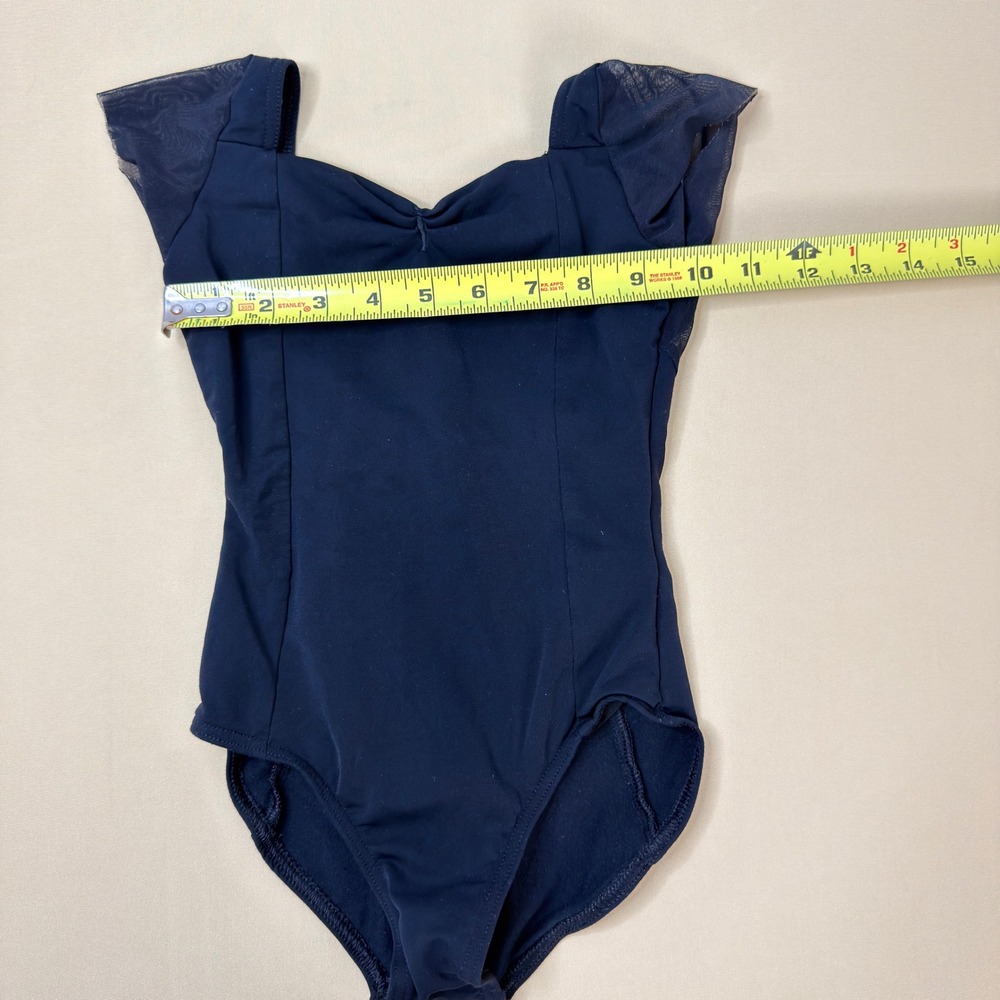 Nikolay Effie Black Mesh Cap Sleeve Leotard 9-10Y Sweetheart Pinch Front EUC - Picture 3 of 8